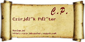 Czirják Péter névjegykártya